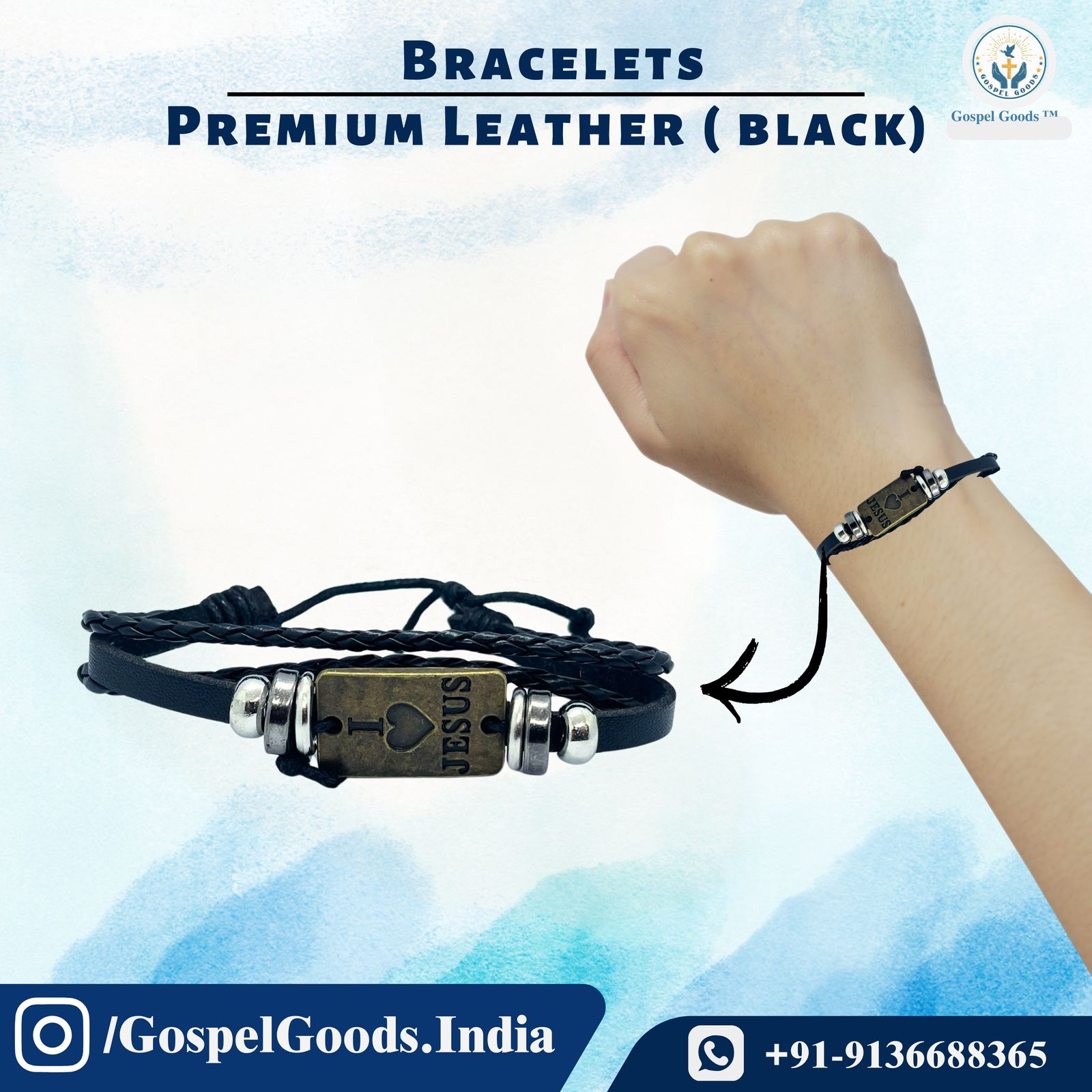 Premium Leather Bracelets: I Love Jesus