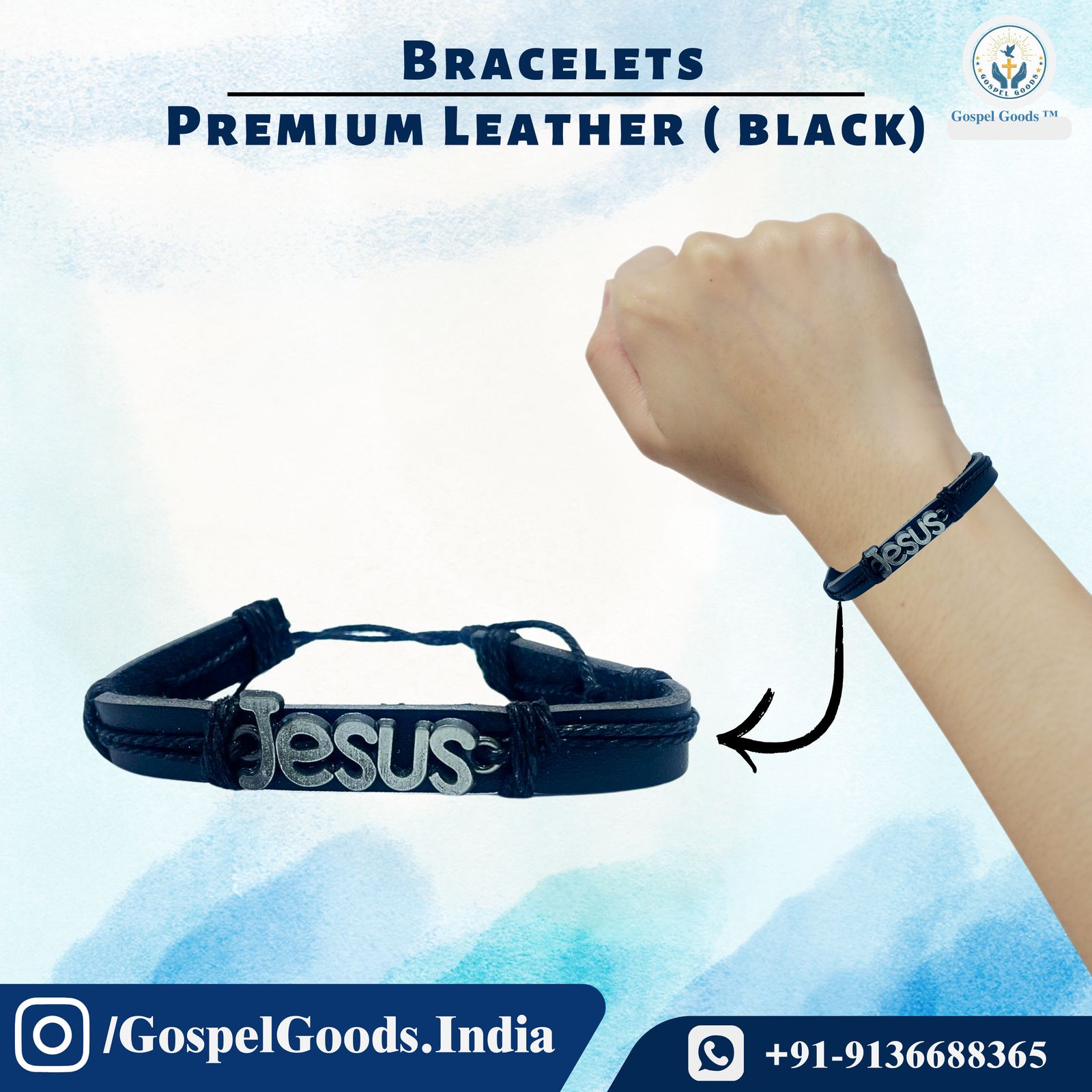 Premium Leather Bracelets: Jesus