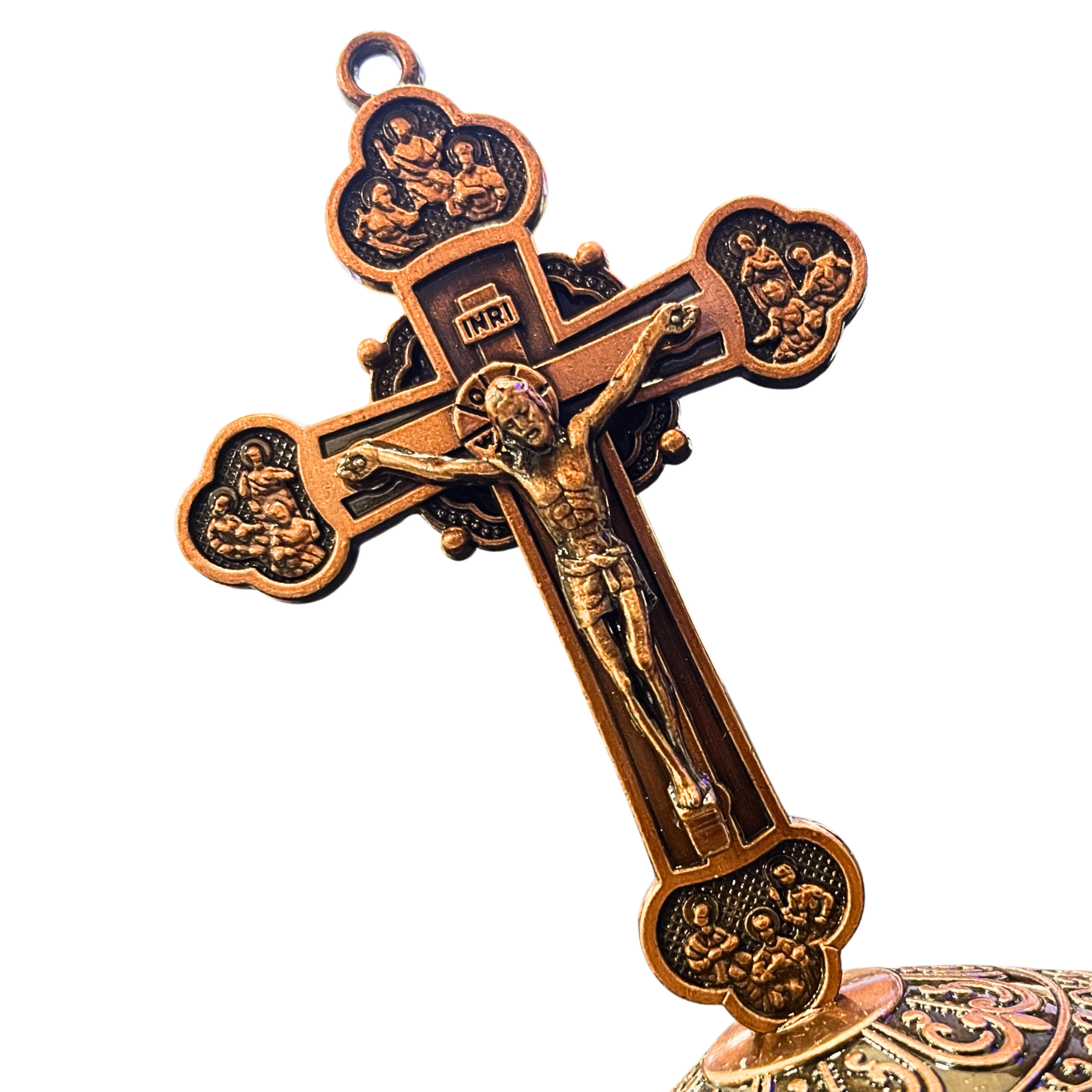 Golden Rose Jesus Crucifix Statue - Image 3